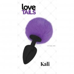 Love Tails: Kali Black Plug with Purple Pom Pom - Medium Sex Toy Love Tails: Kali Black Plug with Purple Pom Pom - Medium Sex Toy