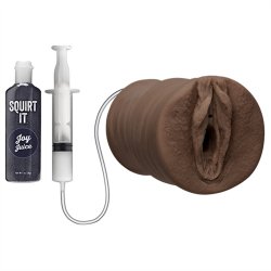 Squirt It: Squirting Pussy Stroker with Joy Juice - Chocolate Sex Toy Squirt It: Squirting Pussy Stroker with Joy Juice - Chocolate Sex Toy