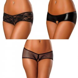 Exposed: Split Back Crotchless Boy Short 3 Pack - L/XL Sex Toy Exposed: Split Back Crotchless Boy Short 3 Pack - L/XL Sex Toy