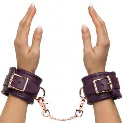 Fifty Shades Freed: Cherished Collection Leather Wrist Cuffs Purple With Gold Color Chain Sex Toy Fifty Shades Freed: Cherished Collection Leather Wrist Cuffs Purple With Gold Color Chain Sex Toy