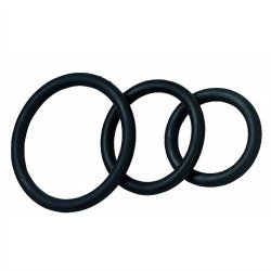 Nitrile Cock Ring Set - 3-Pack - Black Sex Toy Nitrile Cock Ring Set - 3-Pack - Black Sex Toy