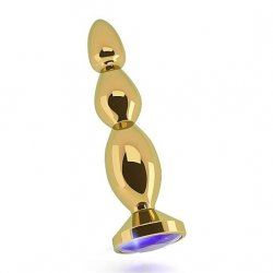 Rich: R3 4.8" Butt Plug With Sparkling Sapphire - Gold Sex Toy Rich: R3 4.8" Butt Plug With Sparkling Sapphire - Gold Sex Toy