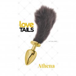 Love Tails: Athena Gold Plug with Short Black Tail - Small Sex Toy Love Tails: Athena Gold Plug with Short Black Tail - Small Sex Toy
