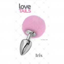 Love Tails: Iris Silver Plug with Pink Pom Pom - Medium Sex Toy Love Tails: Iris Silver Plug with Pink Pom Pom - Medium Sex Toy